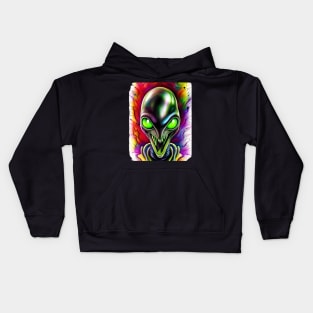 Colorful Alien Funny UFO Kids Hoodie